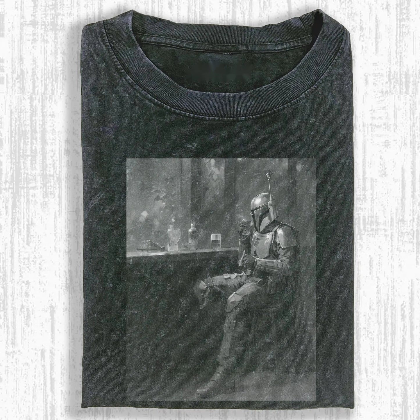 D. & SW DRAWING OF BOBA SITTING IN BAR T-SHIRT