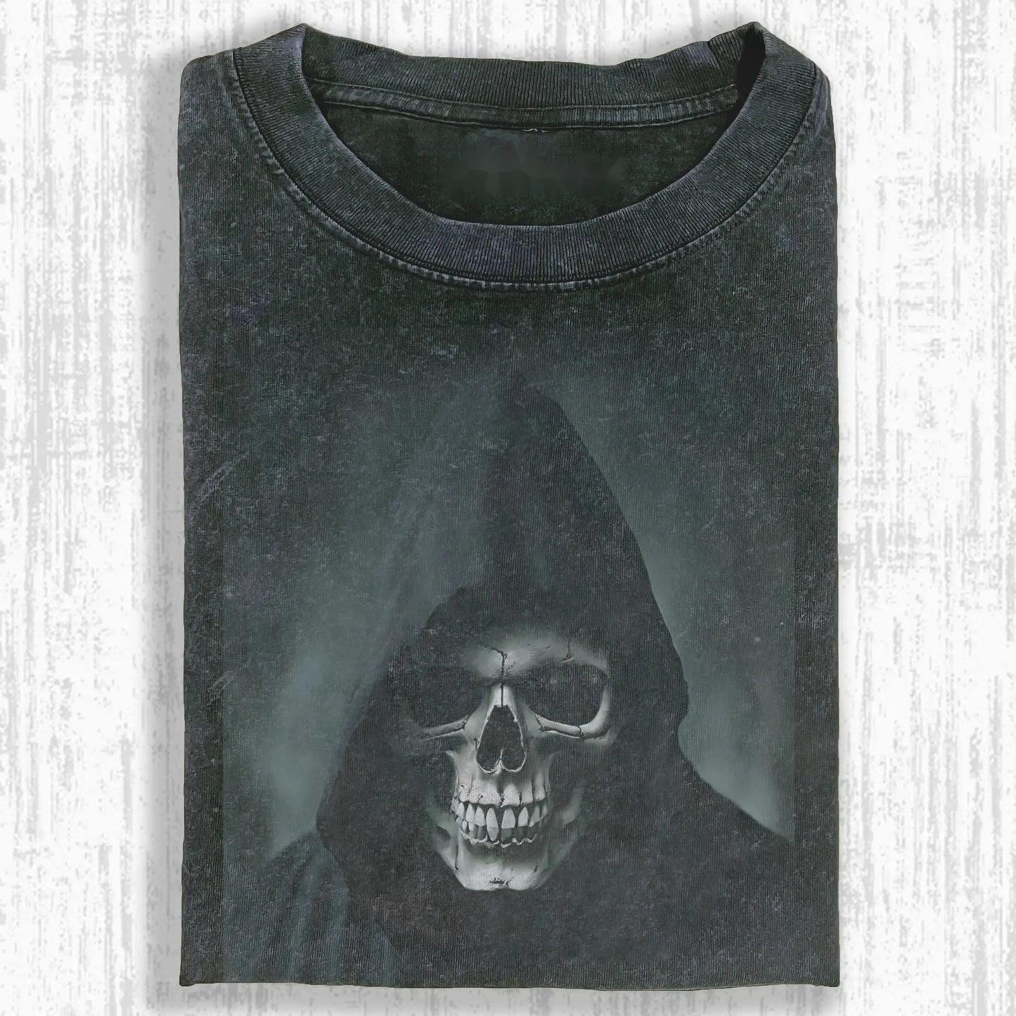 WASHED COTTON SKULL ARMY T-SHIRT