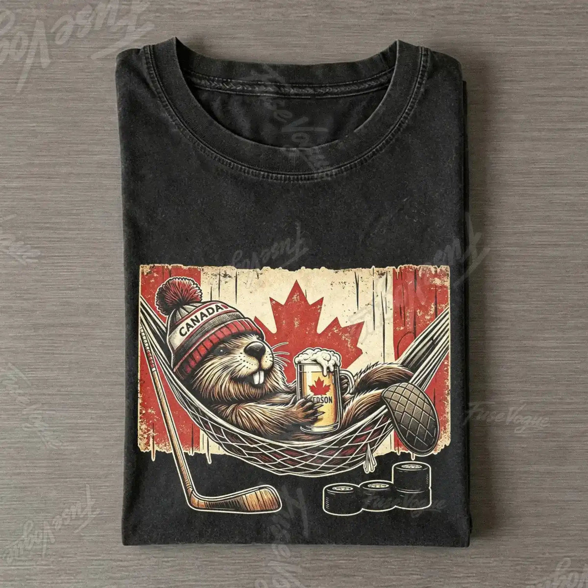 Canadian Beaver Hockey Funny T-shirt - FUSEVOGUE