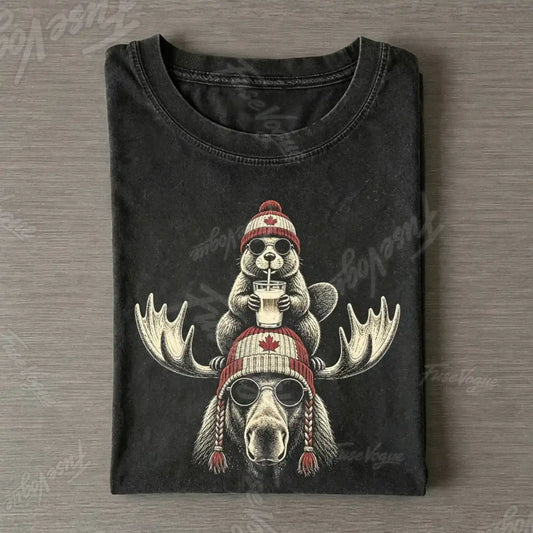 Canadian Beaver Moose Funny T-shirt - FUSEVOGUE