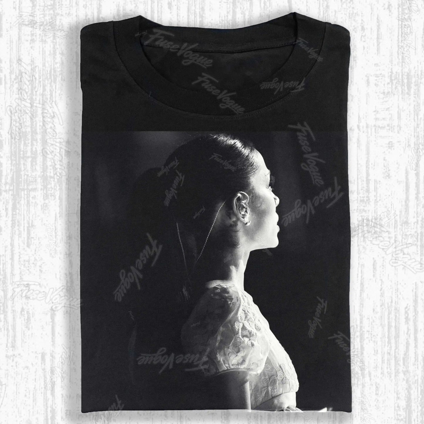 DARK TONE ELEGANT WOMAN SIDE PROFILE PORTRAIT T-SHIRT - FUSEVOGUE