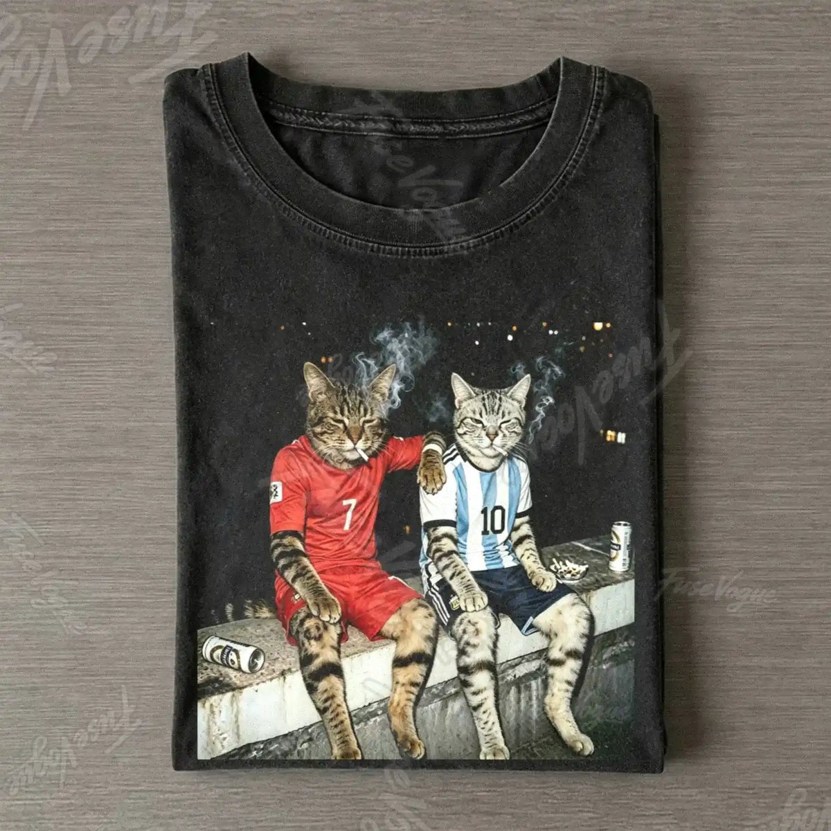 Football Cat Drinking Humor T-shirt - FUSEVOGUE