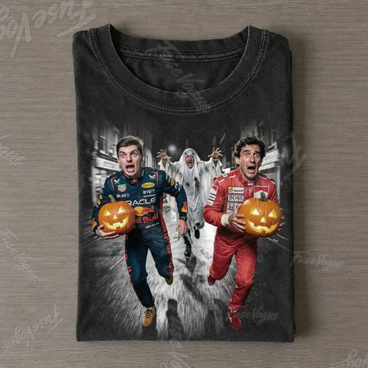 Max Verstappen & Senna & Schumacher Halloween Funny Vintage T-Shirt - FUSEVOGUE