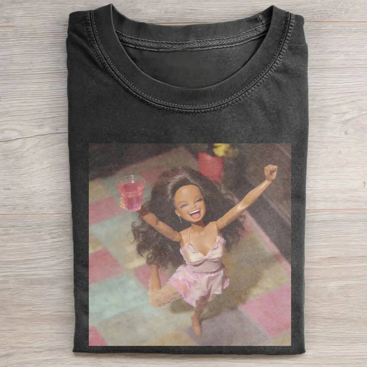 BLACK BARBIECORE PARTY MOOD POV TEE 1.3