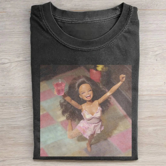 BLACK BARBIECORE PARTY MOOD POV TEE 1.3