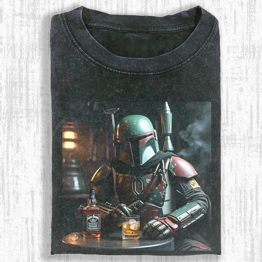 BOBA FETT HAVING DRINK T-SHIRT