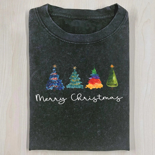 CHRISTMAS COLORFUL TREES T-SHIRT