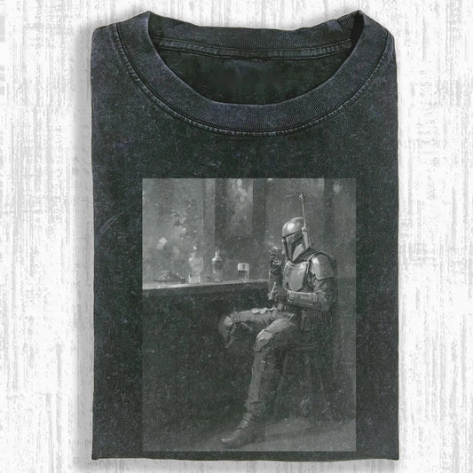 D. & SW DRAWING OF BOBA SITTING IN BAR T-SHIRT