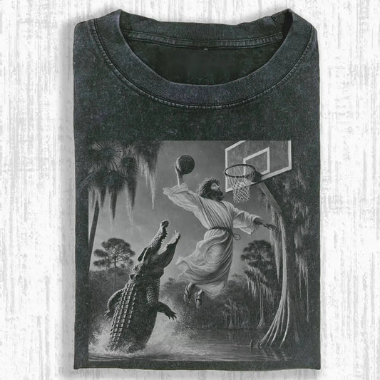 JESUS PLAYING BASKETBALL T-SHIRT