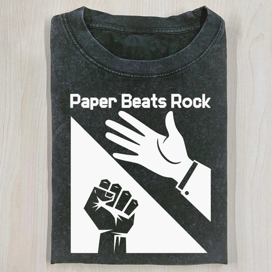 PAPER BEATS ROCK FUNNY T-SHIRT