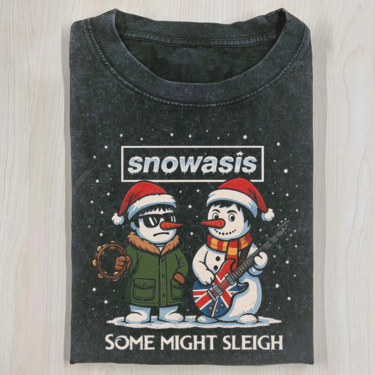 SLEIGH SNOWMAN ROCK BAND PARODY T-SHIRT