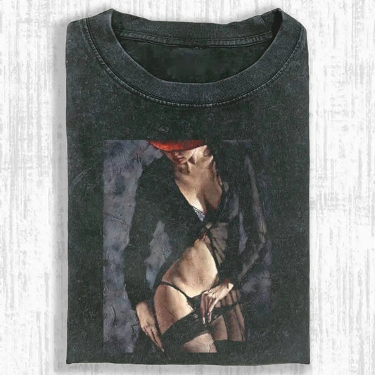 Sheer black stockings Tee