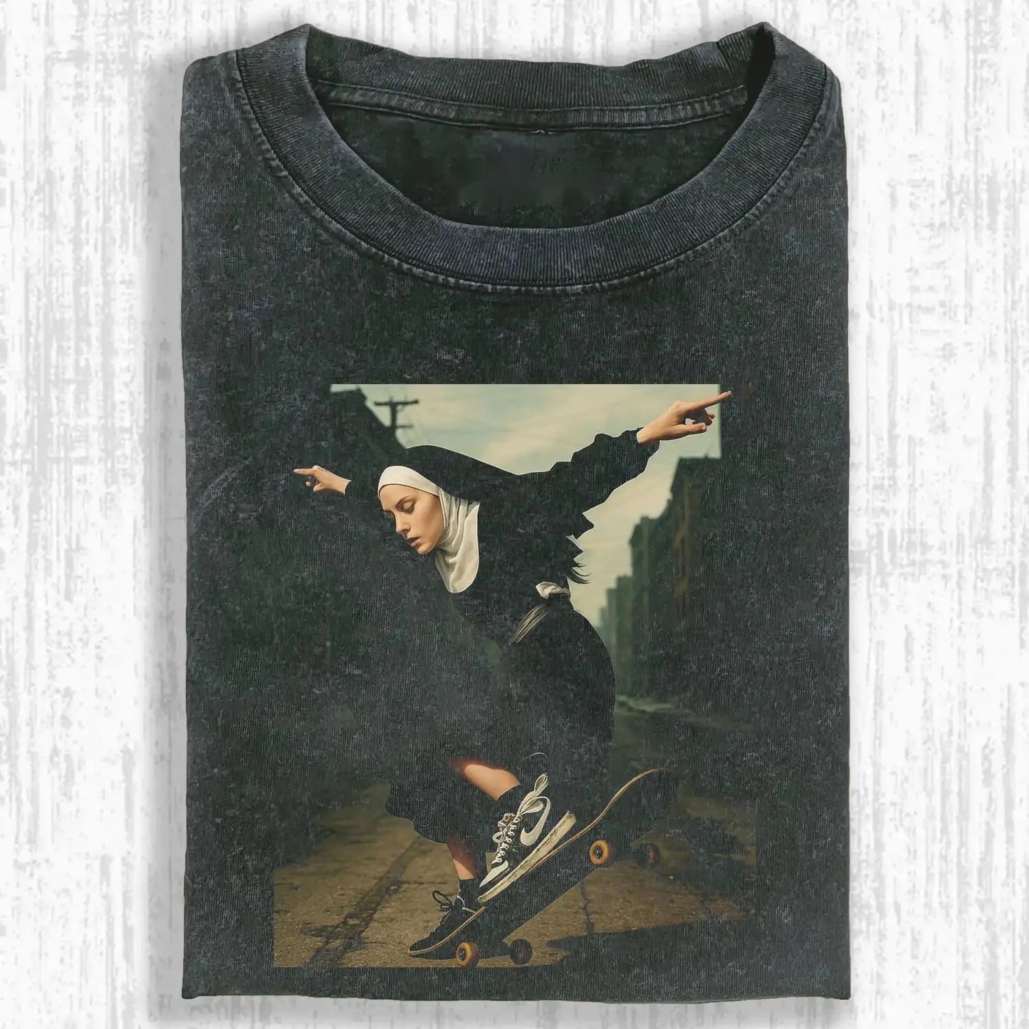 Skateboarding Nun Tee