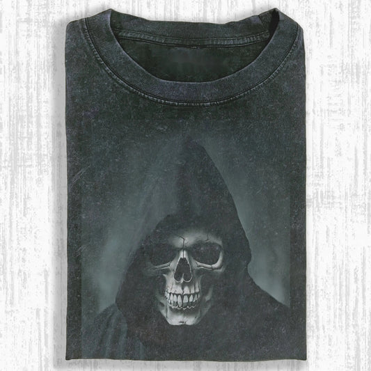WASHED COTTON SKULL ARMY T-SHIRT