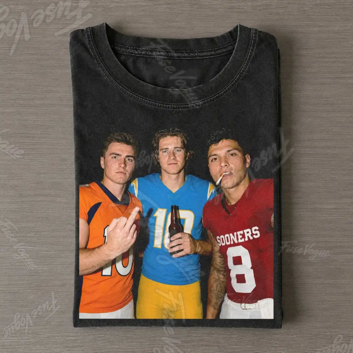 Bo Nix & Justin Herbert & Dillon Gabriel Football T-shirt - FUSEVOGUE