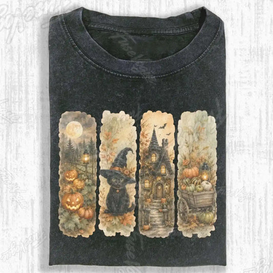 BRUSHSTROKE HALLOWEEN CAT T-SHIRT - FUSEVOGUE