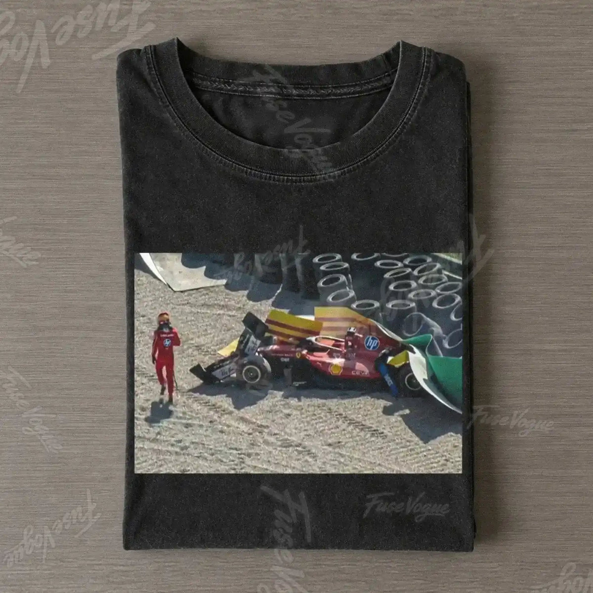 F1 Monza GP Charles Leclerc Crash Iconic Shot T-shirt - FUSEVOGUE