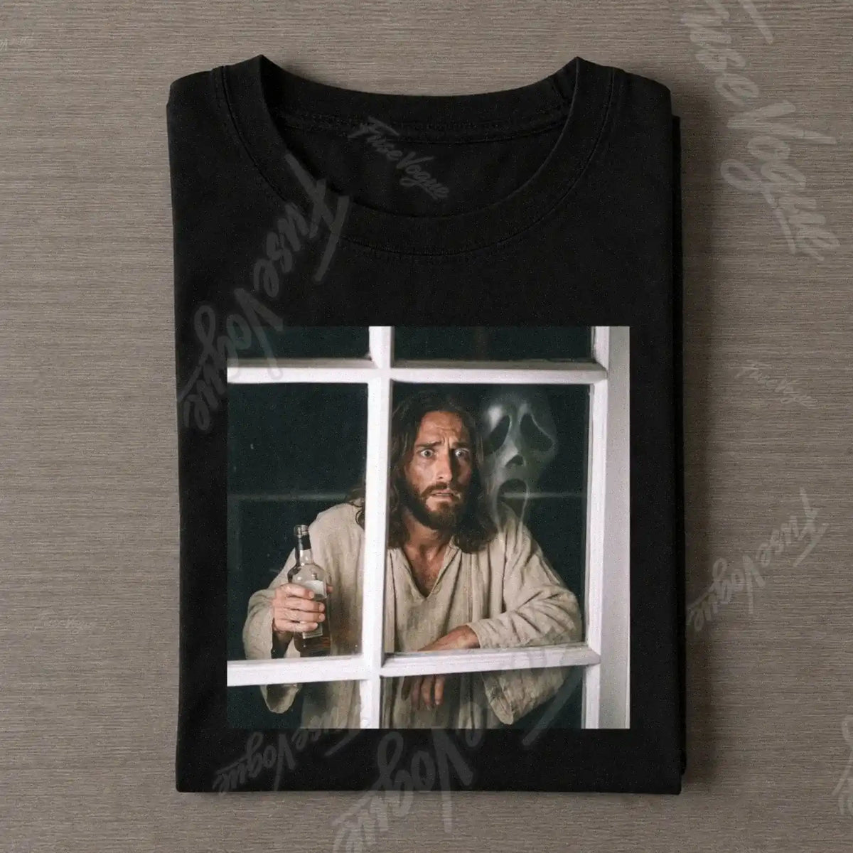 Funny Jesus With Whiskey Scream Horror T-Shirt - FUSEVOGUE