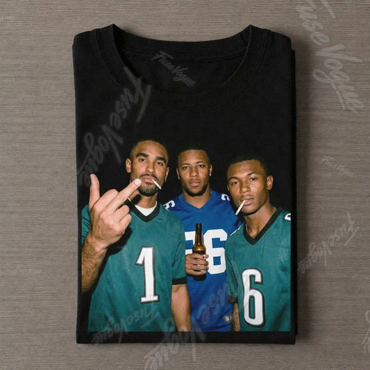 Jalen Hurts & Saquon Barkley & DeVonta Smith Football T-shirt - FUSEVOGUE