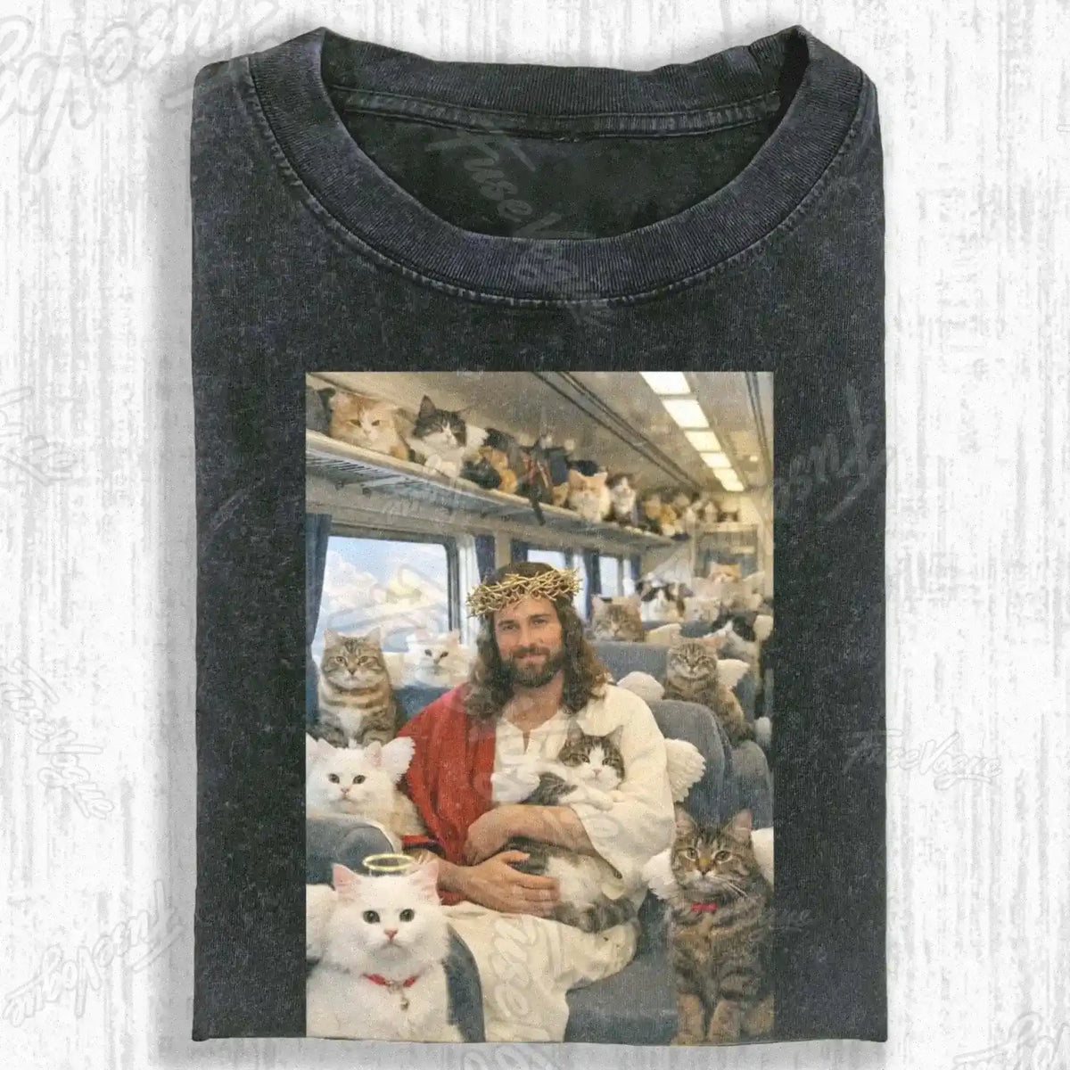 JESUS CAT SUBWAY T-SHIRT - FUSEVOGUE