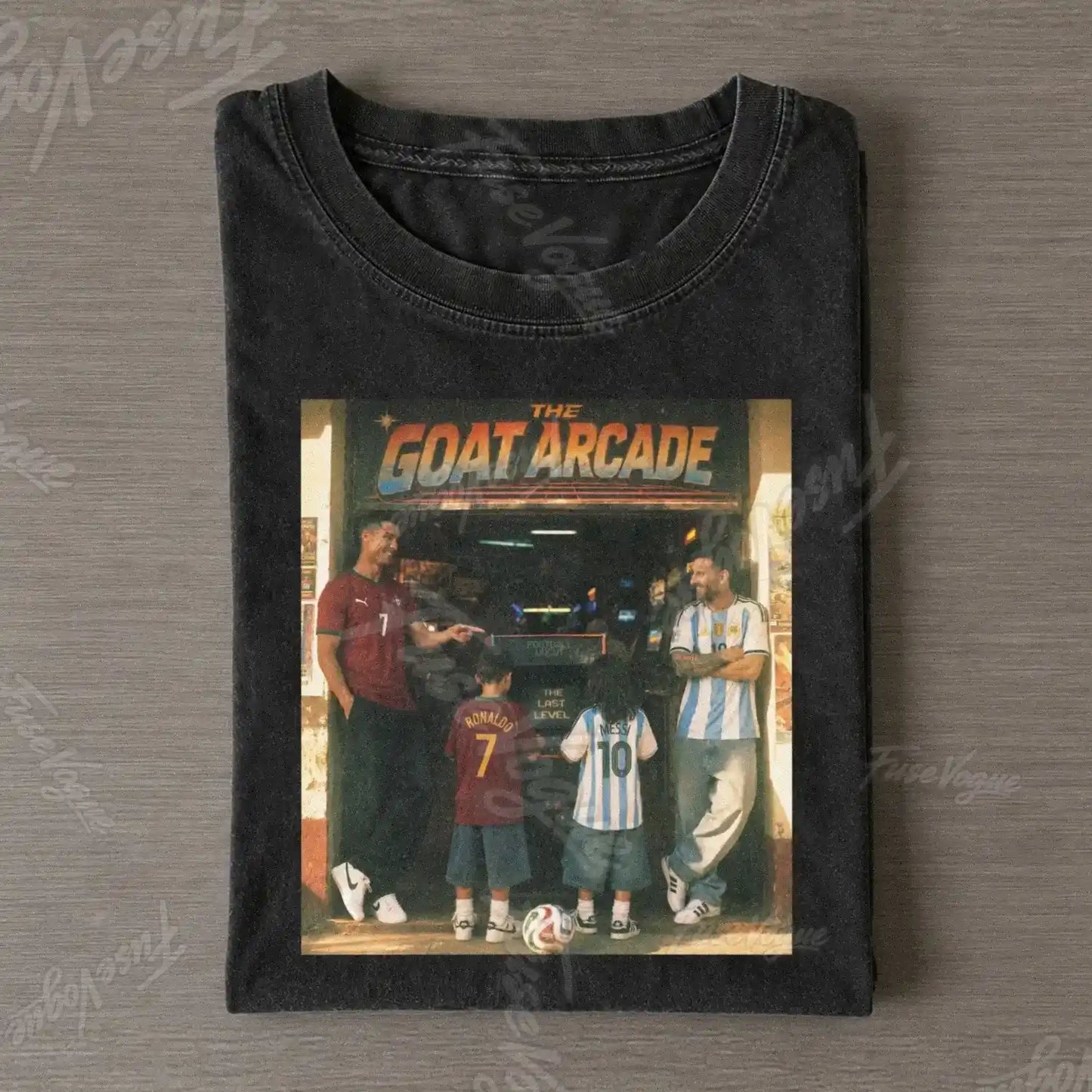Messi & Ronaldo Watch The Next Generation GOAT Arcade Vintage T-Shirt - FUSEVOGUE