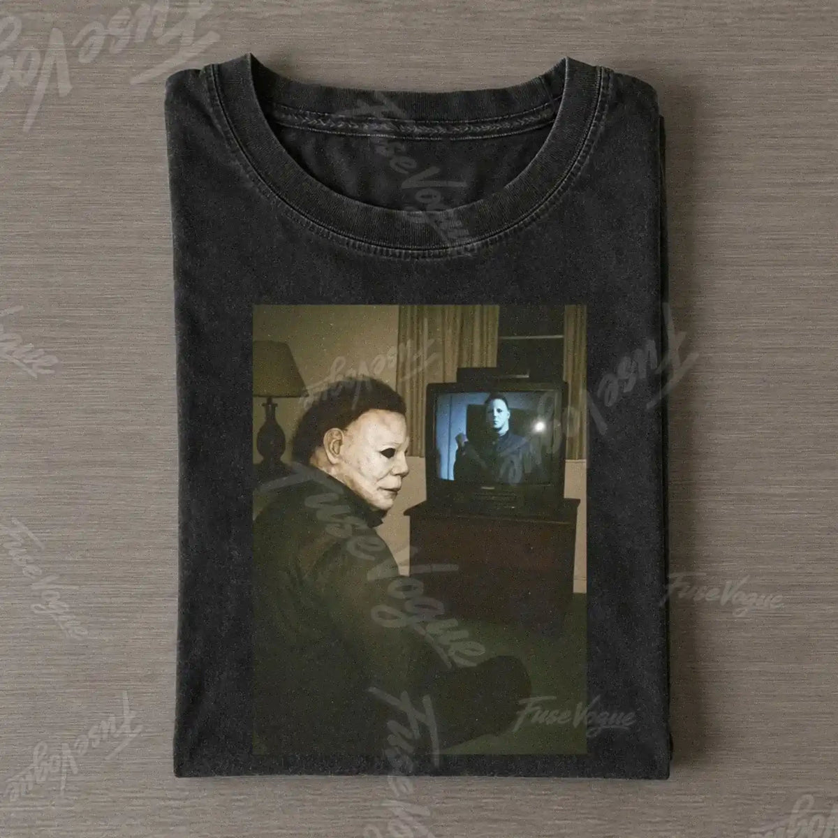Michael Myers Watching Horror Movie Vintage Tee - FUSEVOGUE