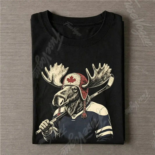 Moose Hockey Funny T-shirt - FUSEVOGUE