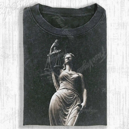 SCALE OF JUSTICE STATUE T-SHIRT - FUSEVOGUE