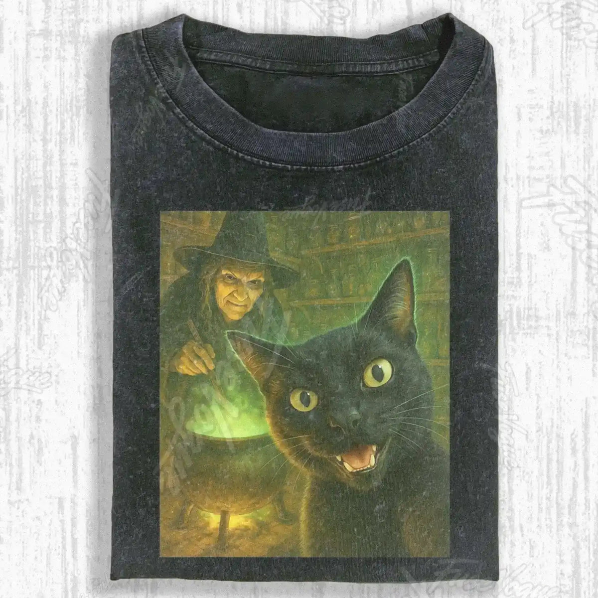 SELFIE-BLACK-CATS-AND-WITCHES-T-SHIRT - FUSEVOGUE