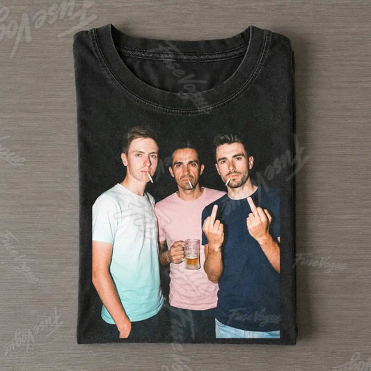 Tadej Pogačar & Alberto Contador Velasco & Alejandro Valverde Belmonte 2026 Vintage T-shirt - FUSEVOGUE