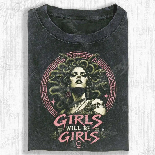 VINTAGE FEMINIST MEDUSA GIRLS WILL BE GIRLS T-SHIRT - FUSEVOGUE