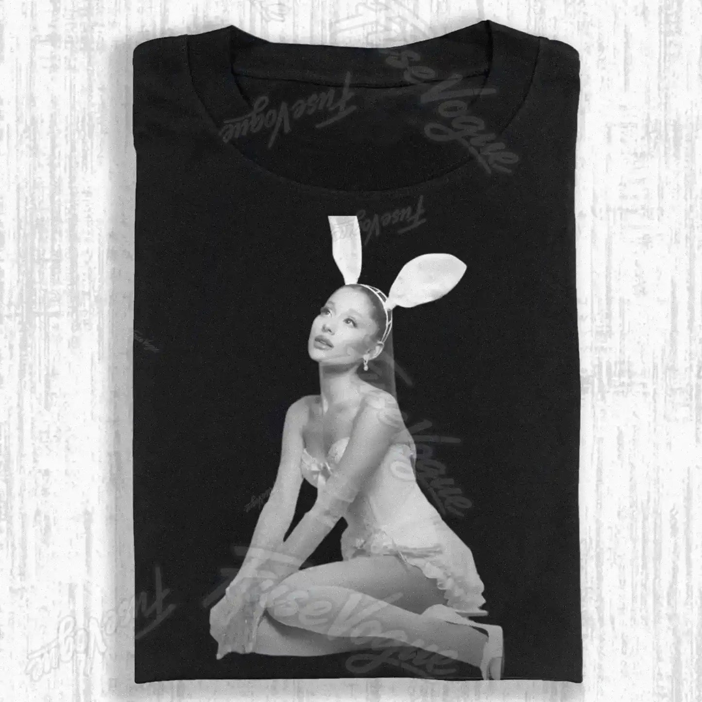 WHITE BUNNY HEADBAND FEMALE STUDIO PORTRAIT T-SHIRT 1 - FUSEVOGUE