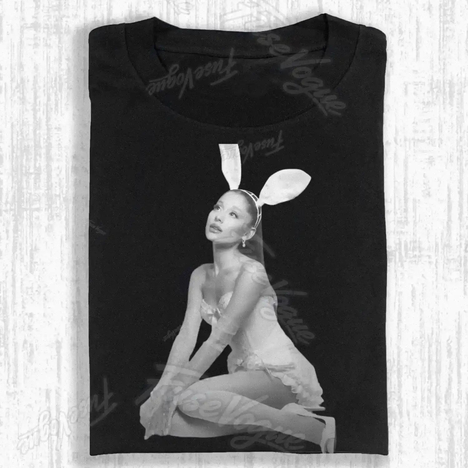 WHITE BUNNY HEADBAND FEMALE STUDIO PORTRAIT T-SHIRT 1 - FUSEVOGUE